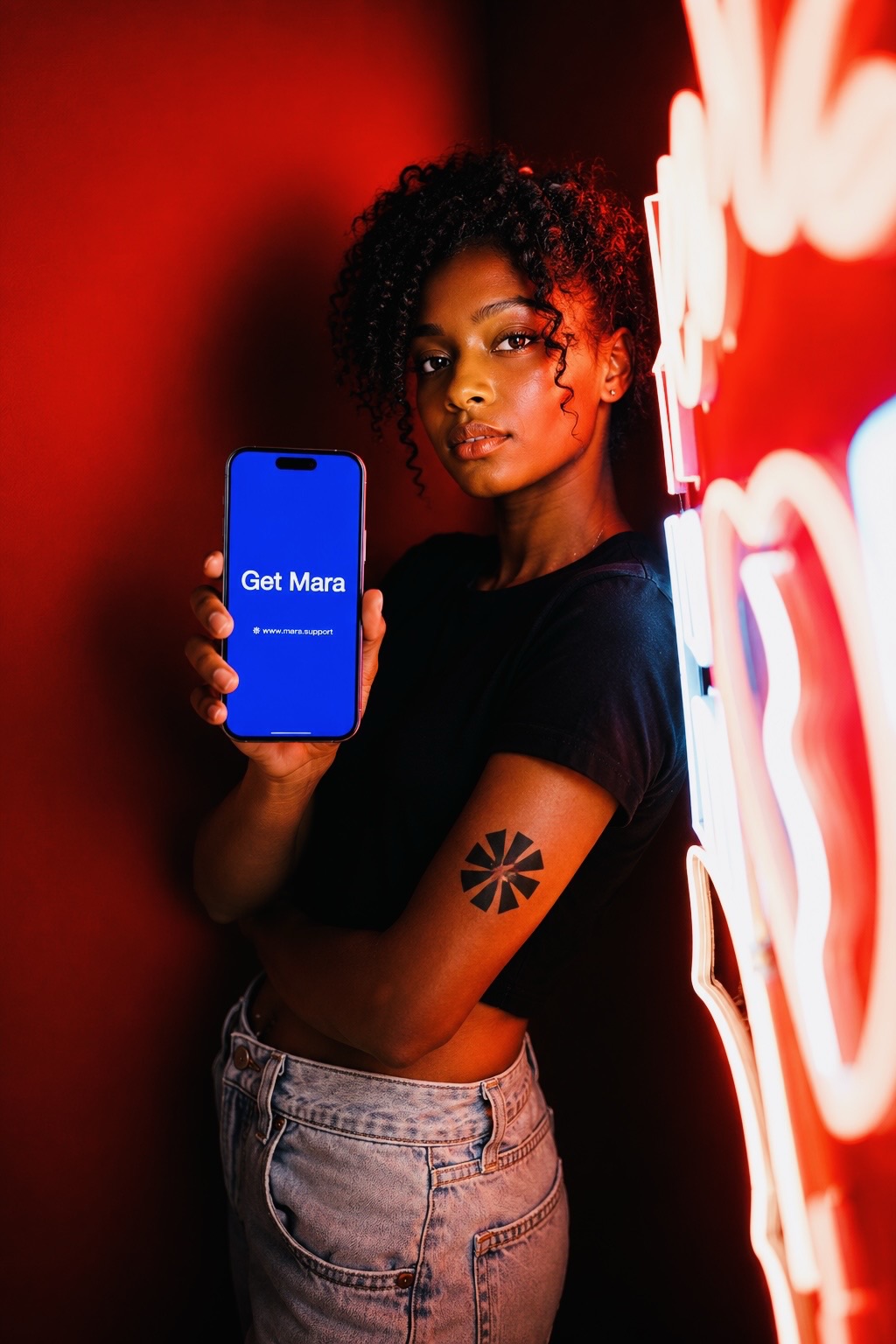 Mara on a phone, answering questions about getting started and saying she hands the conversation over when she is not sure